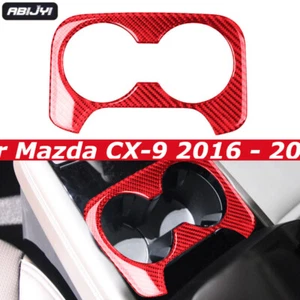 Red Rear Armrest Cup Holder Panel Carbon Fiber Cover Trim for Mazda CX-9 2016-22 - Bild 1 von 11