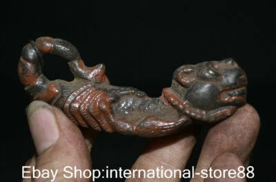 Colgante amuleto cabeza de tigre bestia cola de escorpión budismo cobre Tíbet antiguo de 3,2" Foto 1 de 4