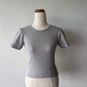 new Ksubi womens arise fitted ribbed shirt top small s 8 grey short sleeve - Picture 1 of 4