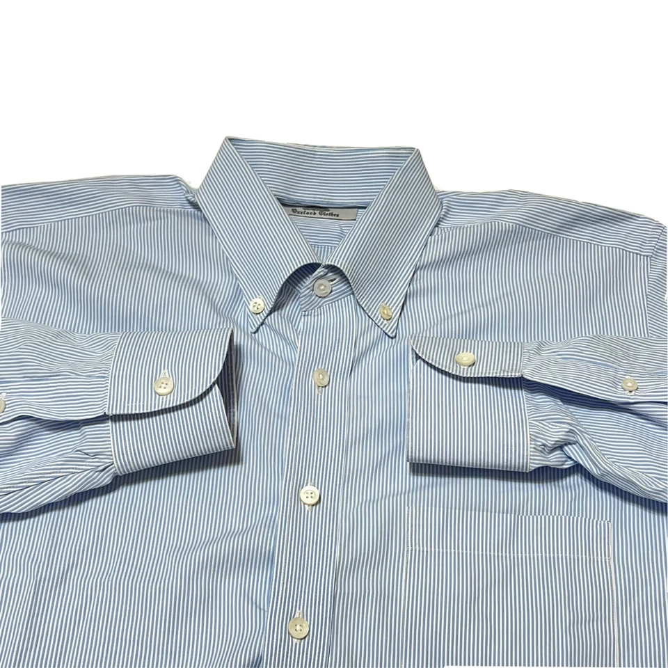 OXXFORD CLOTHES Blue Striped Custom Dress Shirt w Button Down Collar Mens 48 - Image 1 of 4