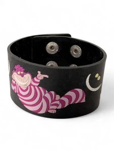 RARE Disney CHESHIRE CAT Pink & Black Wrist Band With Button Snaps, 7" Inch Long - Picture 1 of 6