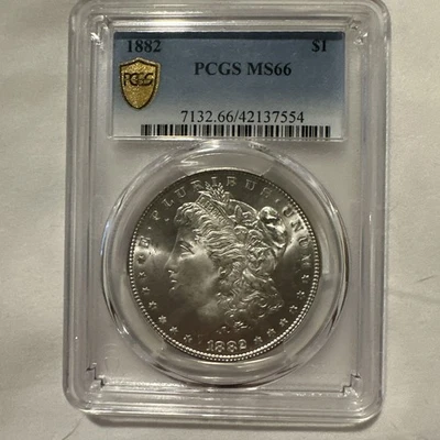 1882 $1 Silver Morgan Dollar MS 66 PCGS # 34597259 + Bonus - Image 1 of 2