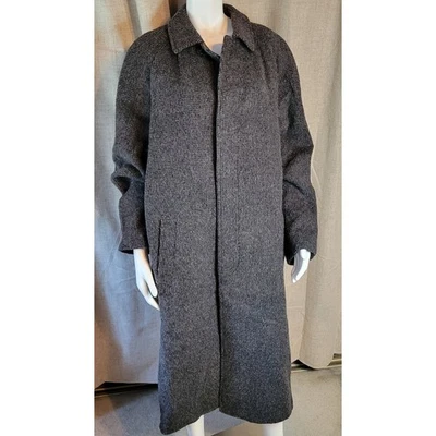 Giorgio Armani Bergdorf Goodman Wool Herringbone Tweed Gray Overcoat Italy 48T - Image 1 of 4