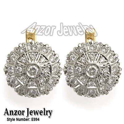 14k Solid Rose & White Gold Lab Grown Diamond Malinka Earrings #E1765 - Image 1 of 4