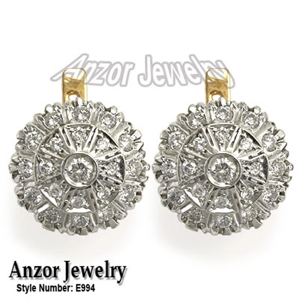 14k Solid Rose & White Gold Lab Grown Diamond Malinka Earrings #E1765 - Image 1 of 1