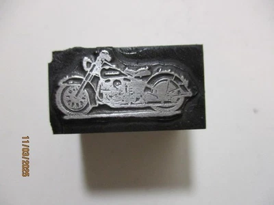 Printing Letterpress Printer Type Block Motorcycle Print Cut - Image 1 of 4