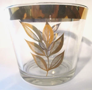 Cubo de hielo de vidrio Utd vintage hojas doradas sin tapa - Imagen 1 de 12