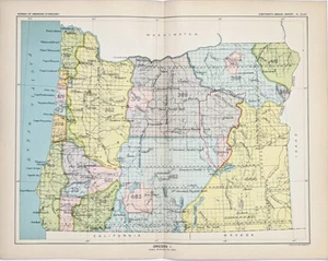1899 OREGON Karte ORIGINAL - ABGETRETENE INDIANERLÄNDER - INDIANER (12,5X9,5) - Bild 1 von 6