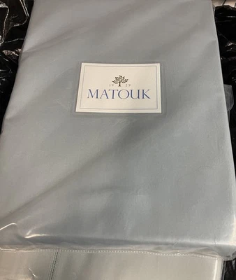 "Sábana ajustable Matouk Italia nueva 1 pieza Cal King 500TC percal cielo 17""" Foto 1 de 4
