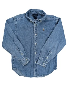 Polo Ralph Lauren Blue Chambray Denim Button Long Sleeve Shirt Boy's Size 6 - Picture 1 of 4