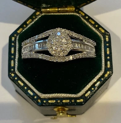 ANILLO DIAMANTES ORO BLANCO 9ct - talla O Foto 1 de 4