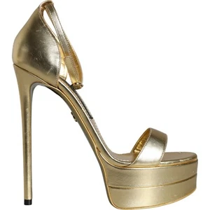 DOLCE & GABBANA Shoes Gold Leather Platform Keira Sandals EU38 / US7.5 1650usd - Picture 1 of 14
