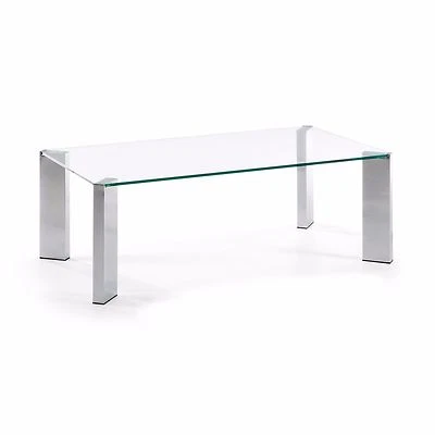 Mesa centro de cristal con patas cromadas de 110x60 cm. - Imagen 1 de 3