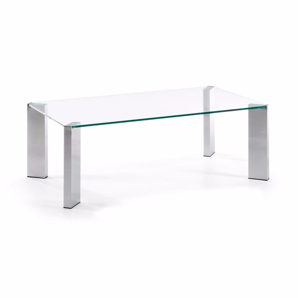 Mesa centro de cristal con patas cromadas de 110x60 cm. - Imagen 1 de 3