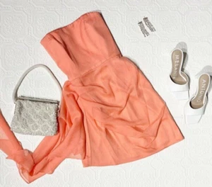 Mini Vestido Gianni Bini Nuevo con Etiquetas Un Hombro Correa de Espagueti Corbata Cintura Talla 0 - Imagen 1 de 9