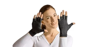 Tommie Copper Half Finger Compression Gloves / wrist support black large New - Picture 1 of 2