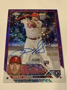 Donny Sands 2023 Topps Chrome Aggiornamento Viola Macchia Rifrattore Auto /299 PHILLIES - Foto 1 di 2