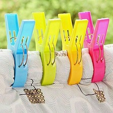 Sunbed Beach Towel Clips X 4 large Clamps Pegs Heavy Laundry Clothes