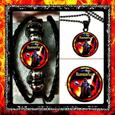HAMMERFALL  SWEDISH POWER METAL 🇺🇸SET OF THREE 🇺🇸 BRACELET➕NECKLACE➕PIN Foto 1 de 2