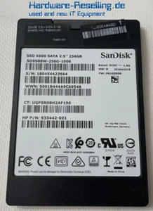 HP SanDisk SSD X600 256GB 3D Nand 2,5 " SATA III 6G SD9SB8W-256G-1006 933442-001 - Afbeelding 1 van 1
