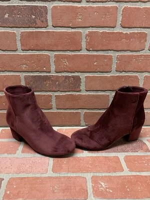 CALL IT SPRING Burgundy Velvet Side Zip Block Heel Ankle Boots Women’s Size 7 - Image 1 of 4