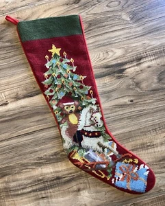 Vintage SFERRA Handarbeit Wolle Nadelspitze Weihnachten Strumpf Baum Bär Pferd #1 - Bild 1 von 5