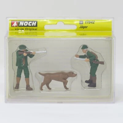 Noch O 17842 Hunters & Hunting Dog Figures Model Train Hunt Forest Scenery - Image 1 of 2