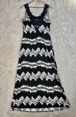 Catch My Maxi Dress Women's XL Stretch Casual Long Black White Embroidered - Image 1 of 4