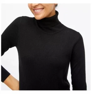 NEW J. CREW Womens Merino Wool Blend Machine Washable Black Turtleneck M NWT - Picture 1 of 4