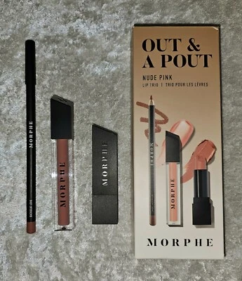 Morphe Out & A Pout In Nude Pink Lip Trio: Lip Stick, Lip Gloss & Color Pencil  - Image 1 of 4