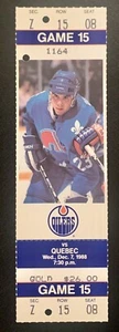 1988 Jari Kurri Hat Trick Messier 2 Goals Full Ticket Stub NHL Oilers Quebec - Picture 1 of 2