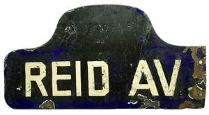 LETRERO DE CALLE JOROBADO DE PORCELANA ANTIGUO RIED AVE. BEDFORD-STUYVESANT BROOKLYN NY - Imagen 1 de 6