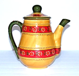 Talavera Mexican Tea or Coffee Pot Southwest Tan Pottery - Picture 1 of 6