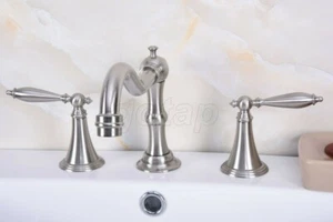 Brushed Nickel Widespread Bathroom Basin Faucet Vanity Sink Mixer Tap Gbn018 - Picture 1 of 9