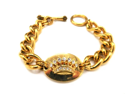 Pulsera Juicy Couture Corona Cristal Tono Dorado 7.5" B113 Foto 1 de 2