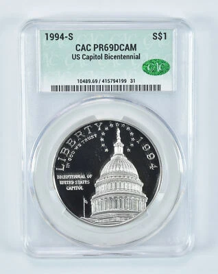 1994-S US Capitol Commemorative Silver Dollar PR69 DCAM CAC - Image 1 of 4