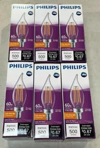 Philips Bulb BA11 Candelabra Screw Base 500 Lumens 5.5 W 120 V 6 PACK - Picture 1 of 3