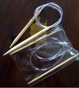 Circular knitting needles Bamboo choose length (40cm to 120cm) & size (2 - 12mm)