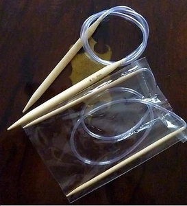 Circular knitting needles Bamboo choose length (40cm to 120cm) & size (2 - 12mm) - Picture 1 of 4