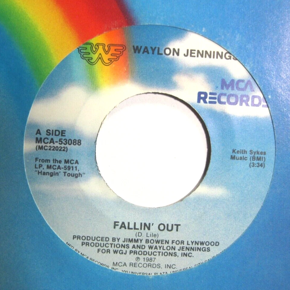 WAYLON JENNINGS * 45 * Fallin' Out * 1987 * UNPLAYED MINT * Vinyl MCA * NOS - Image 1 of 1