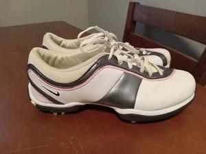 Nike Air Tac White Grey Pink 335940-101 Soft Spike Golf Shoes Women’s Size 7 - Picture 1 of 5