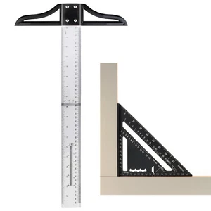 Angle Triangle Ruler & T Square Rule for Carpentry / Woodworking / Drafting - Picture 1 of 12