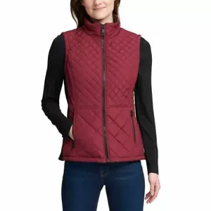 Andrew Marc Women Poly Filled Quilted Insulated Vest Jacket Pockets Red S - Picture 1 of 3
