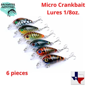 6 Ultralight Micro Wobbler Crankbait Fishing Lures 1/8oz and 1-3/4" Minnow Body - Picture 1 of 10