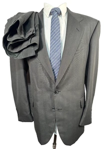 KILBURNE & FINCH Herren Braun Streifen Plissee 2 Teiler Anzug 41R Sakko 35x28 Hose - Bild 1 von 13