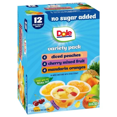 多尔水果碗无糖添加品种包,4 盎司杯子 (12 包) — 第 1/3 张图片