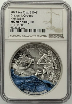 2023 Chad Dragon & Cyclops NGC MS70 ANTIQUED & COLORIZED ‼️LOW MINTAGE‼️ - Image 1 of 2