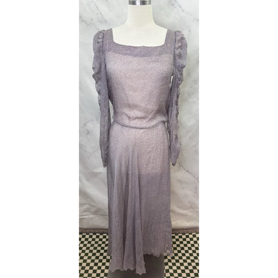 Maxi Vestido Anna Weatherly Seda Vintage Años 70 M Púrpura Transparente Caprichoso Hada Años 20 Foto 1 de 4