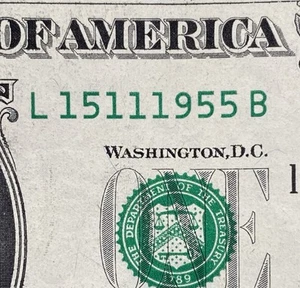 November15, 1955 Birthday Note $1 One Dollar Bill Fancy Serial Number - Picture 1 of 5
