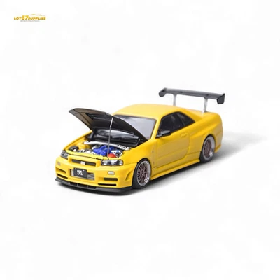 Focal horizon Skyline GT-R R34 Z-Tune Carbon-Hood Version - Yellow 1:64 - Image 1 of 4